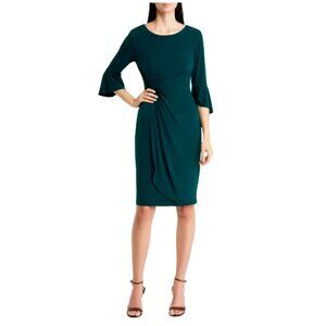 Connected Dress 12 Forrest Green Flutter 3/4 Long Sleeve Stretch Career Party